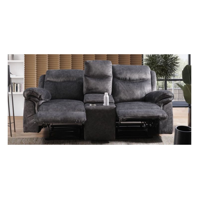 Sofá 2 Plazas Con Reclinable Twin Falls Gris