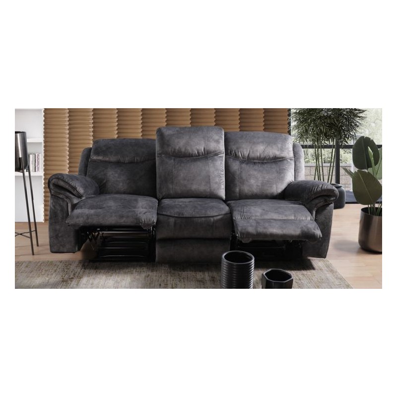 Sofá 3 Plazas Con Reclinable Twin Falls Gris