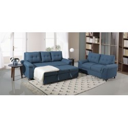 Sala con Sofá Cama Uma Plus Azul