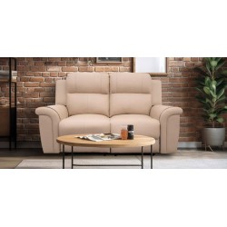 Sofá 2 Plazas Con Reclinable de Piel Helena  Beige