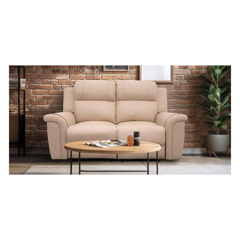 Sofá 2 Plazas Con Reclinable de Piel Helena  Beige